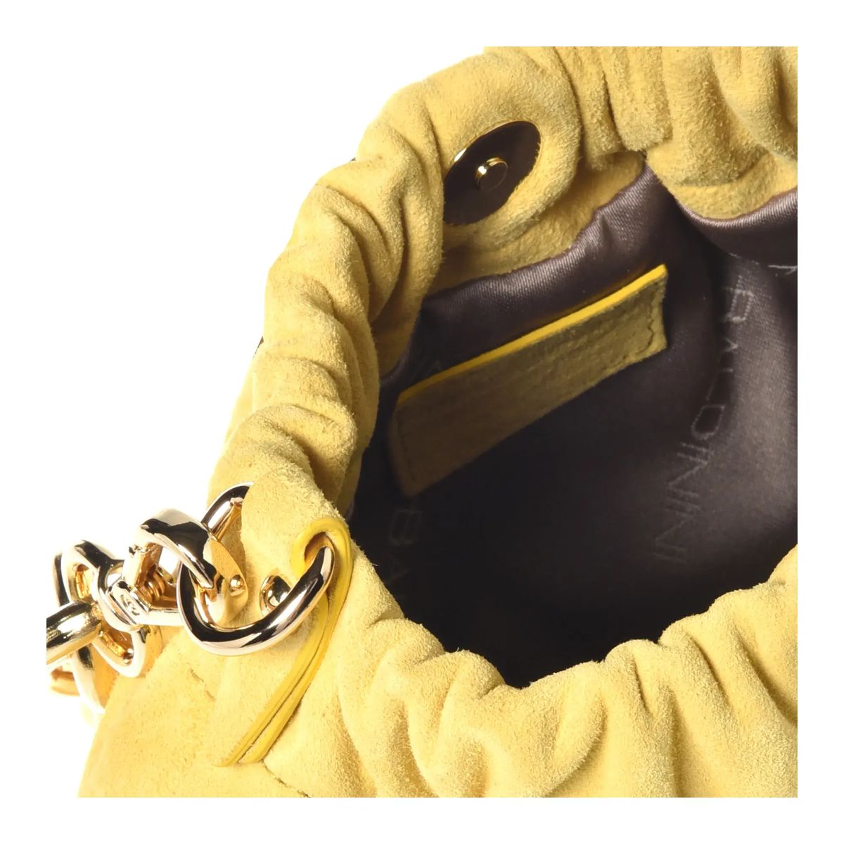 Gelbe Wildleder Handtasche mit Kettengriff