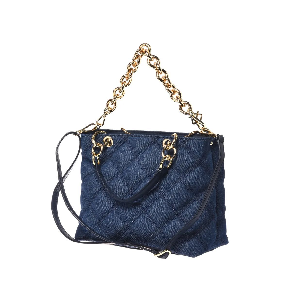 Gesteppte Denim Tasche mit Kettenhenkel