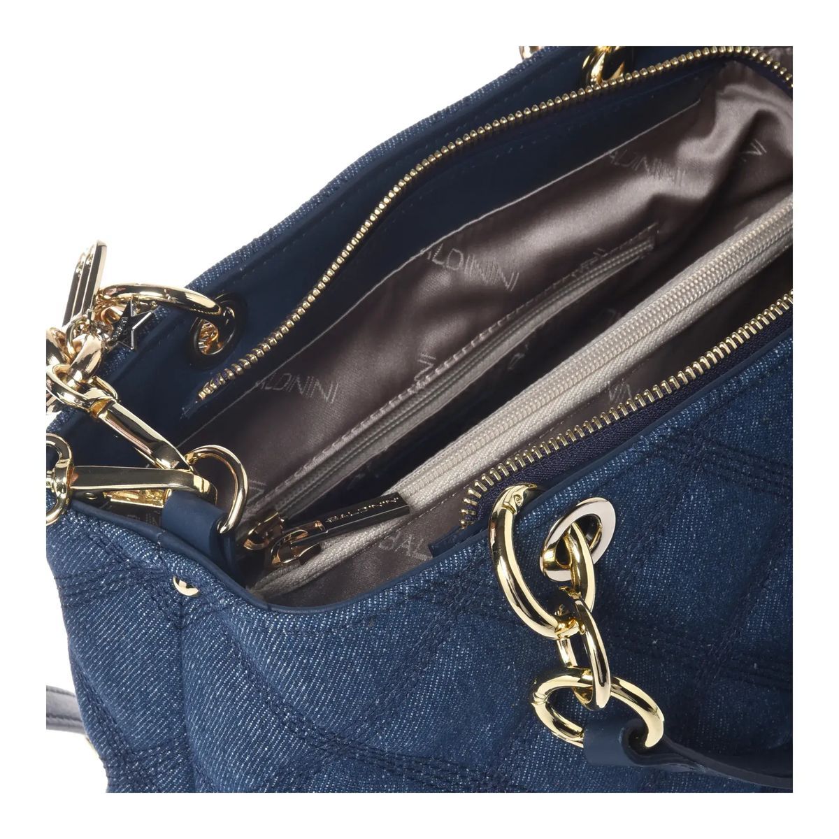 Gesteppte Denim Tasche mit Kettenhenkel