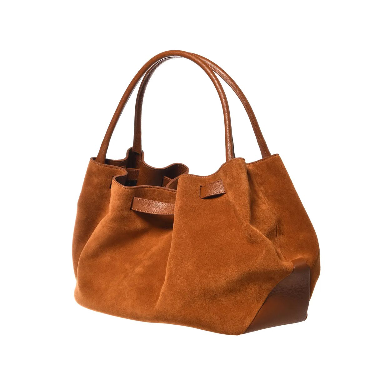 Braune Wildleder-Leder-Tragetasche