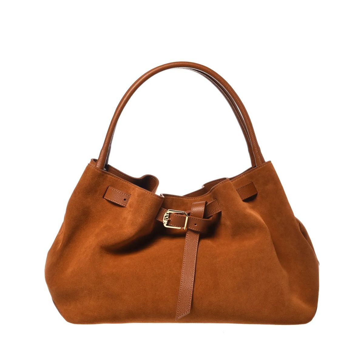 Braune Wildleder-Leder-Tragetasche