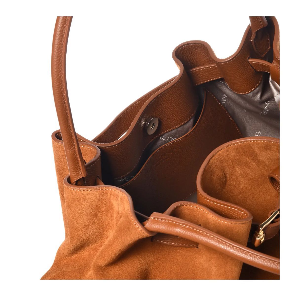 Braune Wildleder-Leder-Tragetasche