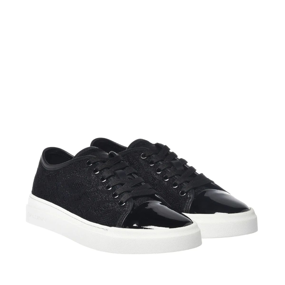 Schwarzer Low-Top-Fashion-Sneaker mit Spitze