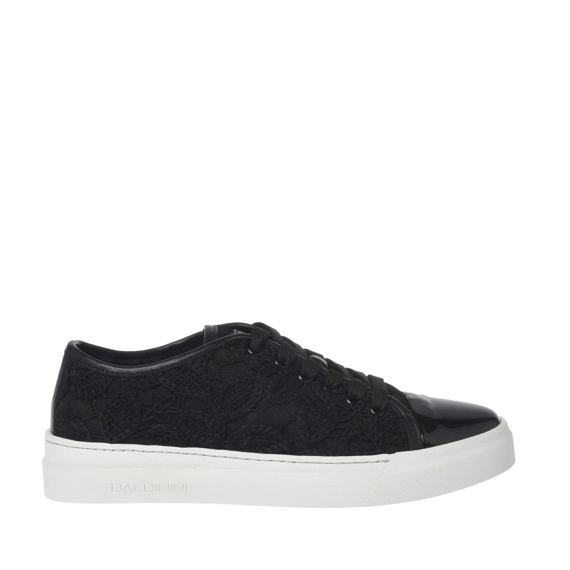 Schwarzer Low-Top-Fashion-Sneaker mit Spitze