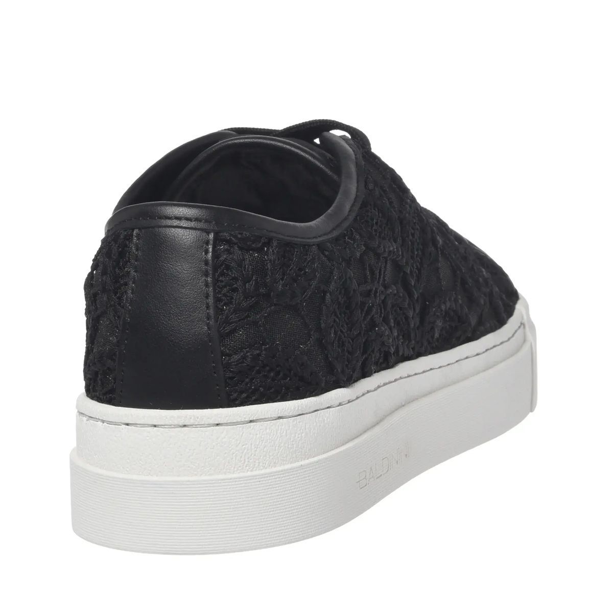 Schwarzer Low-Top-Fashion-Sneaker mit Spitze