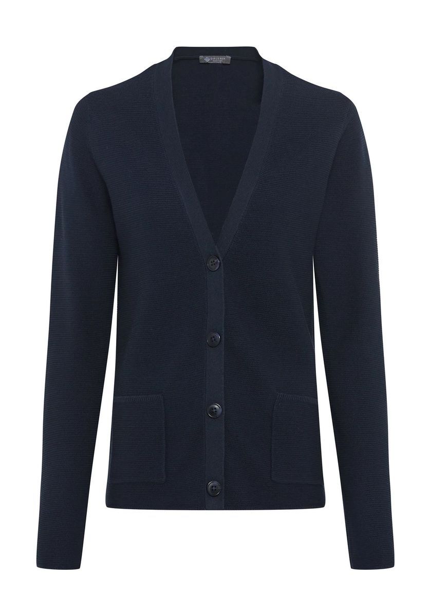Klassische marineblaue Strickjacke mit Taschen