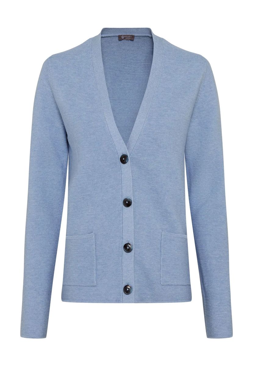 Klassische marineblaue Strickjacke mit Taschen
