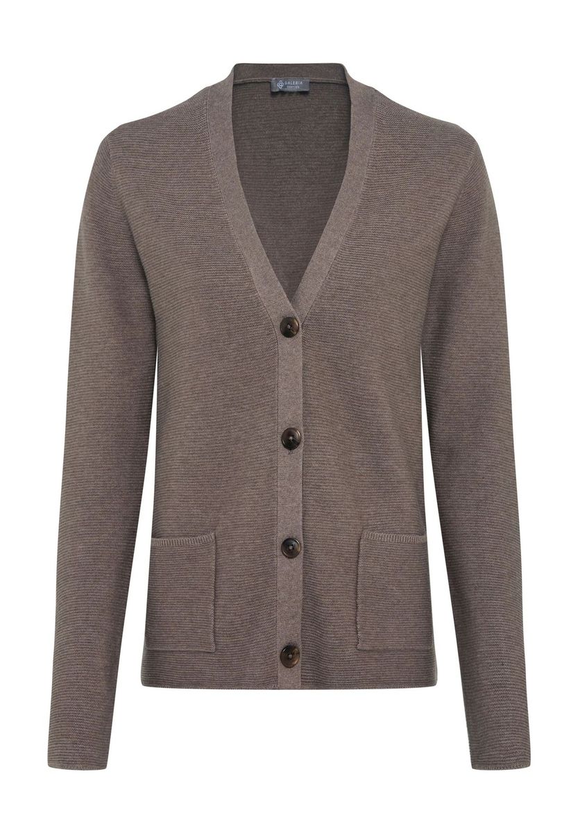 GALERIA essentials Strickjacke "P50 Pina", V-Ausschnitt, für Damen, braun, S