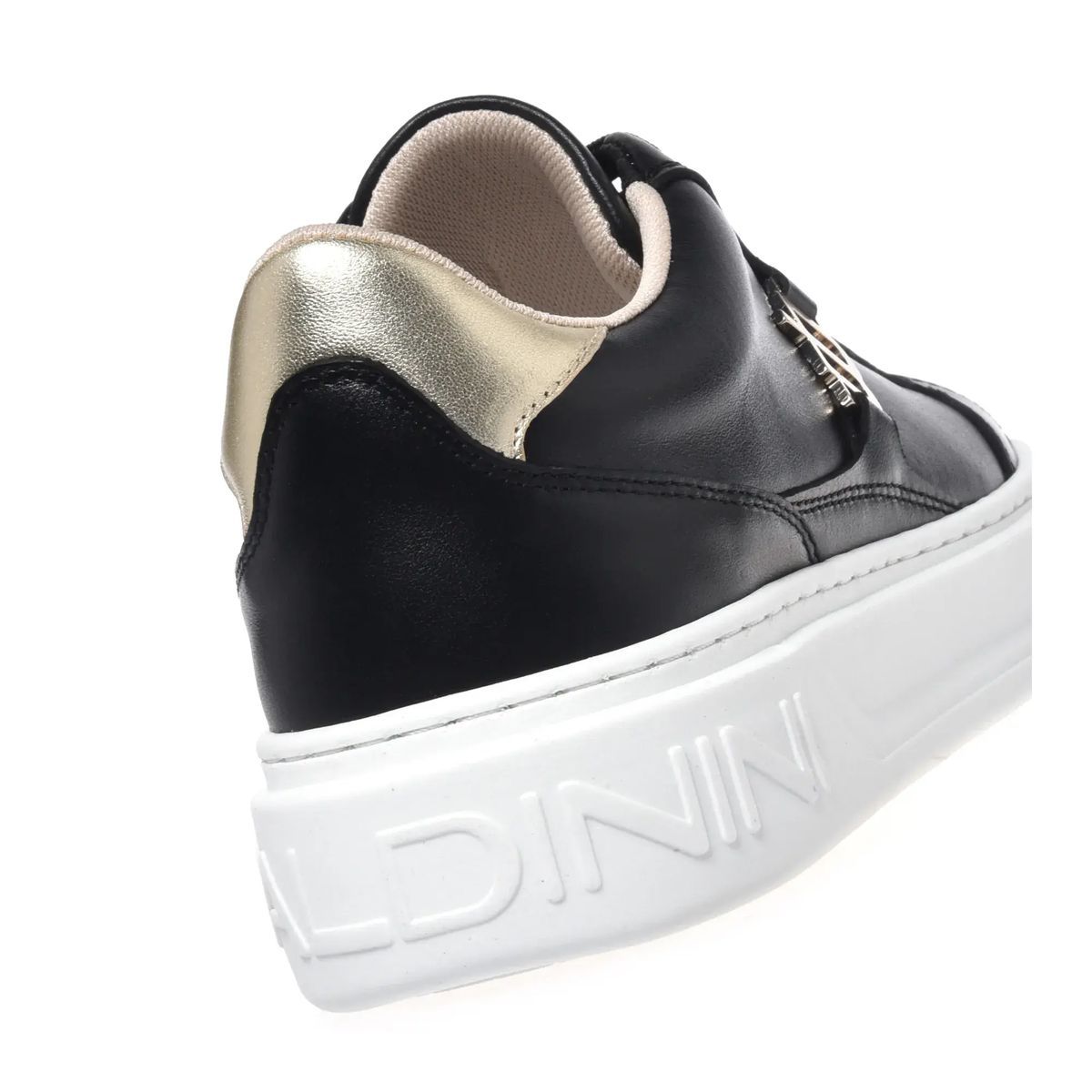 Schwarze Leder-Plateau-Sneakers