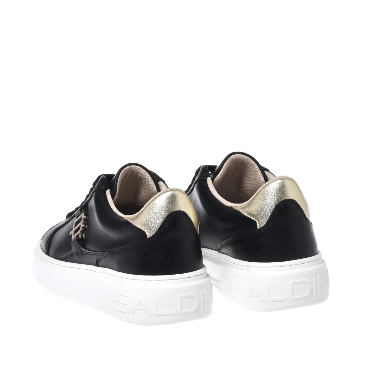 Schwarze Leder-Plateau-Sneakers