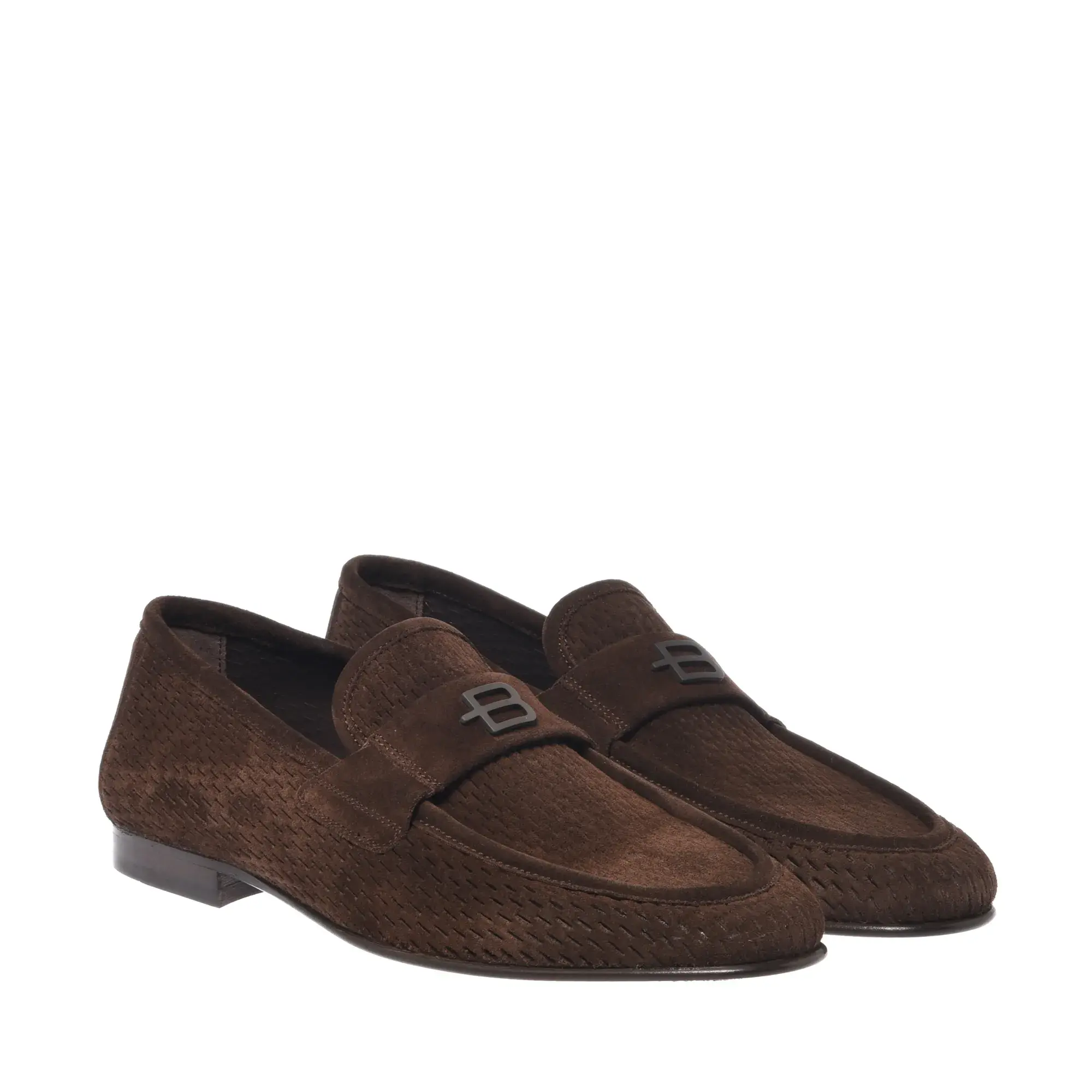 Herren Slipper aus braunem Wildleder mit Logo