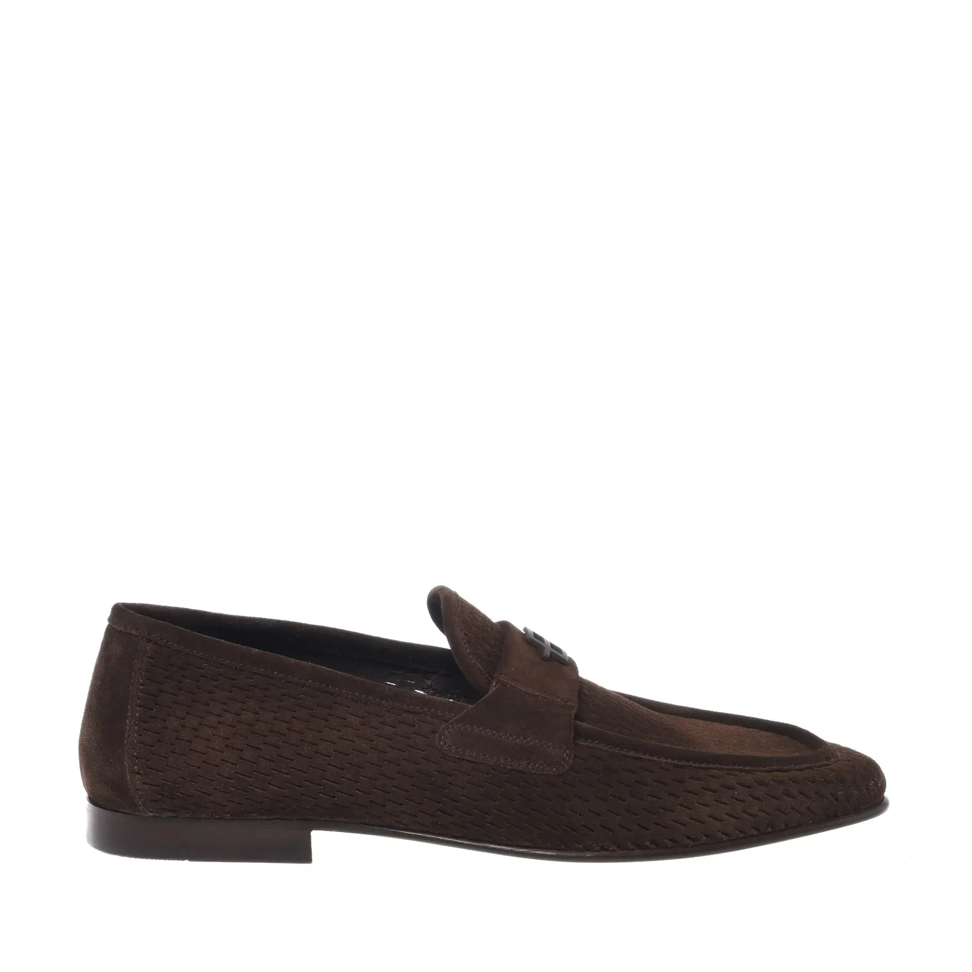 Herren Slipper aus braunem Wildleder mit Logo