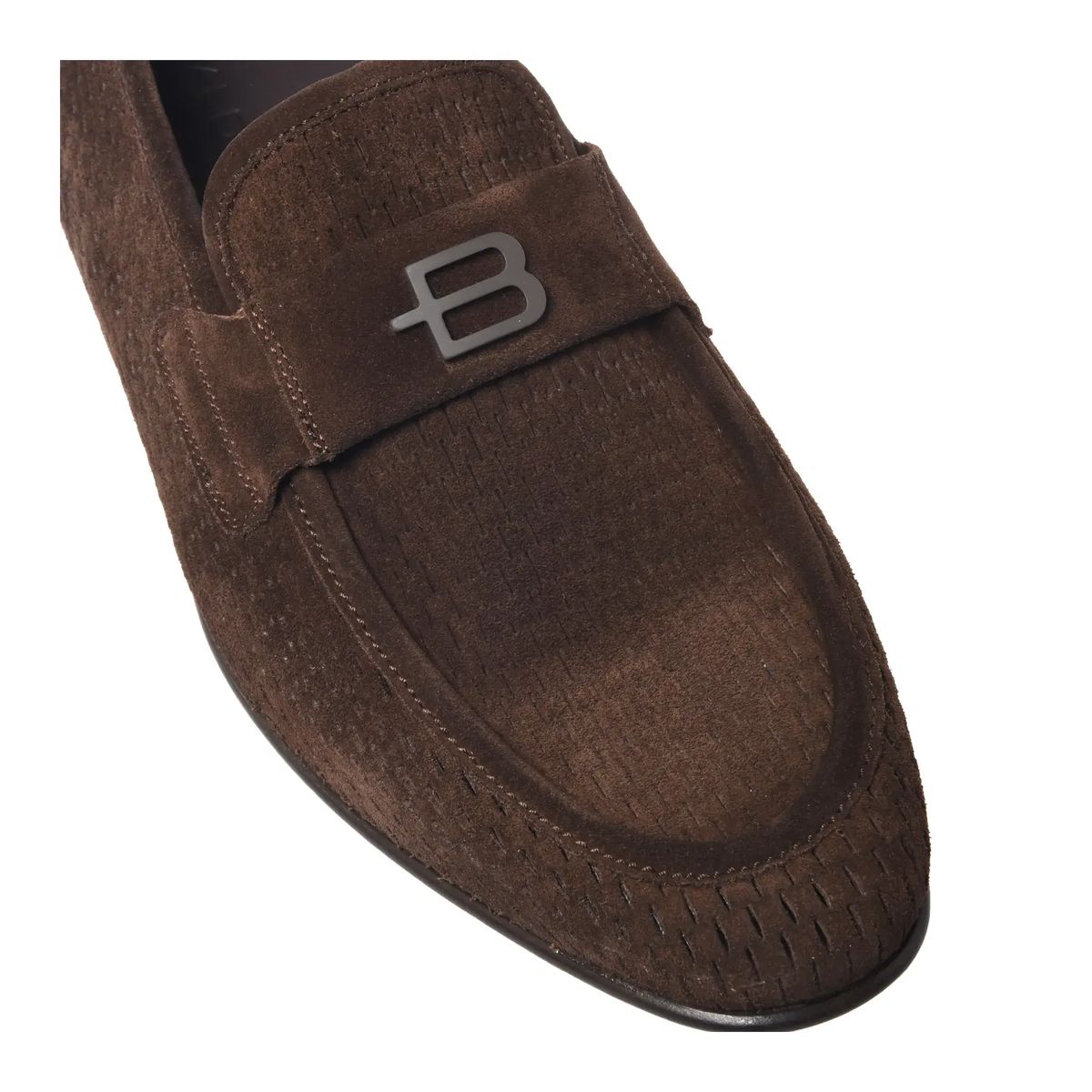 Herren Slipper aus braunem Wildleder mit Logo