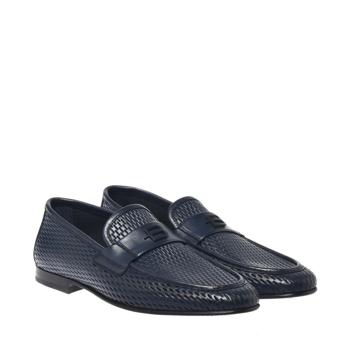Gewebte Lederloafer mit Schnallendetail