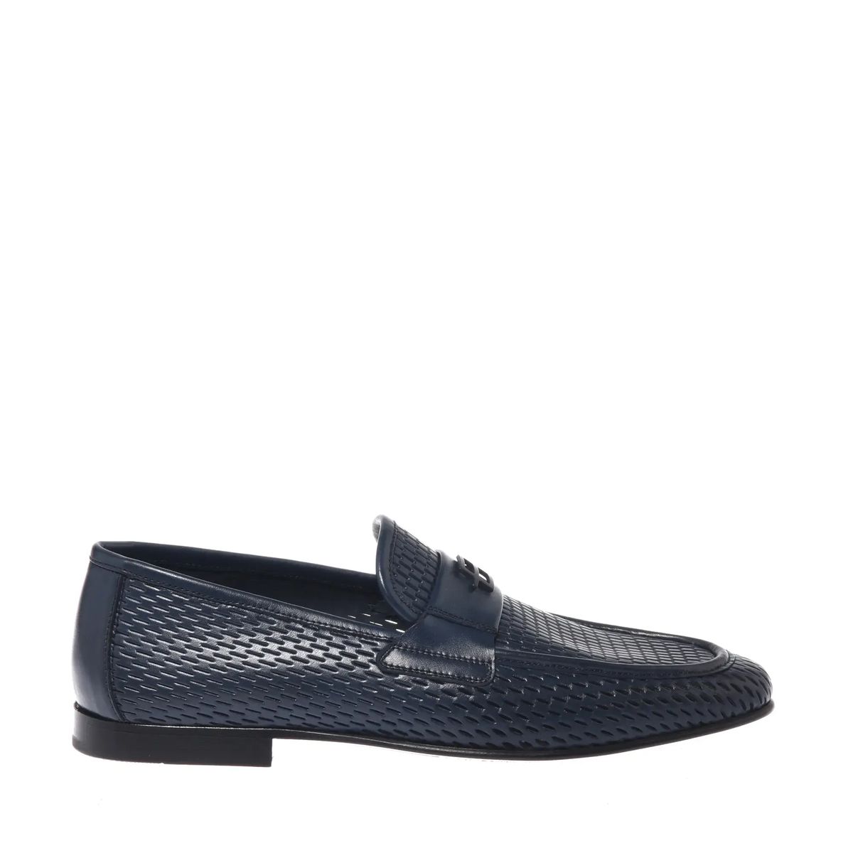 Gewebte Lederloafer mit Schnallendetail