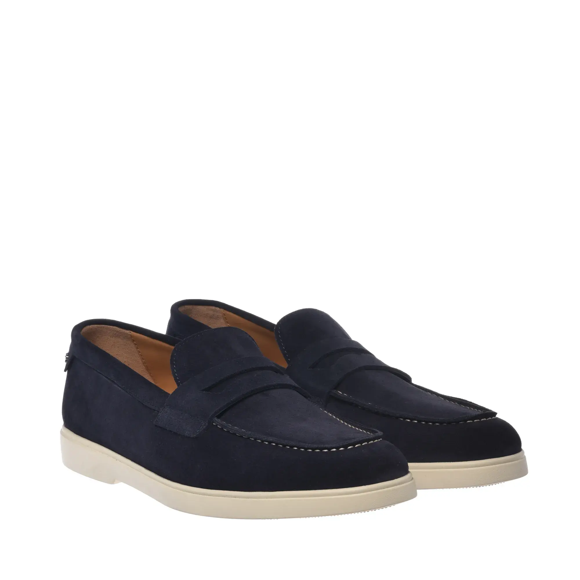 Wildleder Penny Loafers mit Kontrastsohle