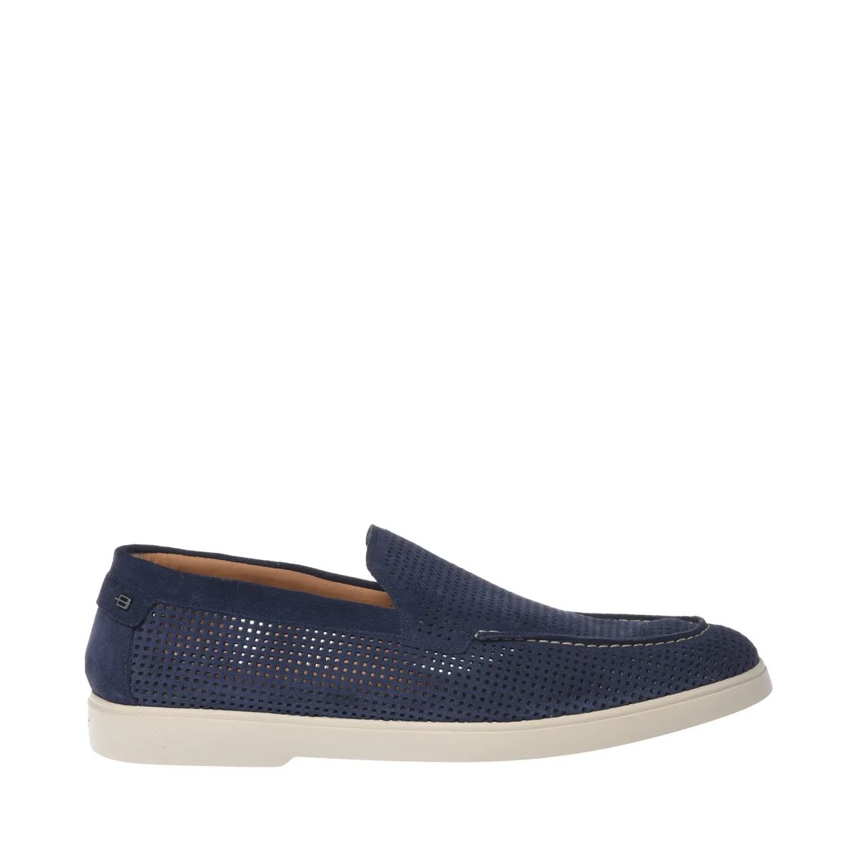 Blaue perforierte Wildleder Slipper Loafers