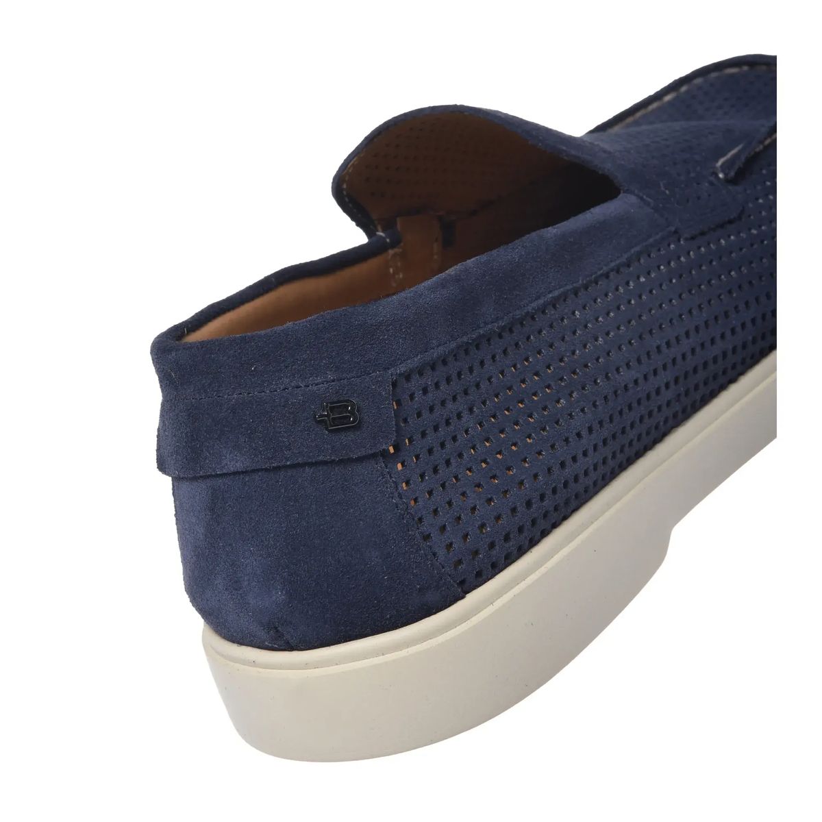 Blaue perforierte Wildleder Slipper Loafers