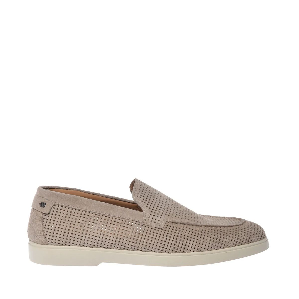 Beige perforierte Wildleder Loafer