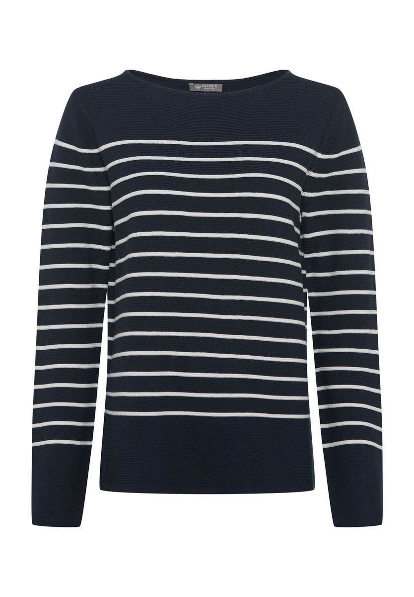 Klassischer gestreifter Strickpullover Baumwollmischung