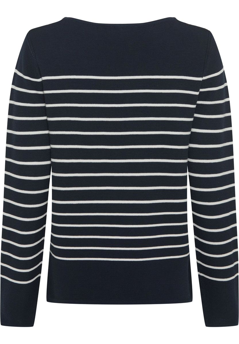 Klassischer gestreifter Strickpullover Baumwollmischung