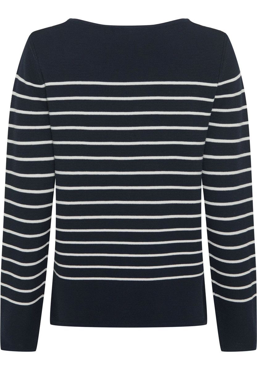 Klassischer gestreifter Strickpullover Baumwollmischung