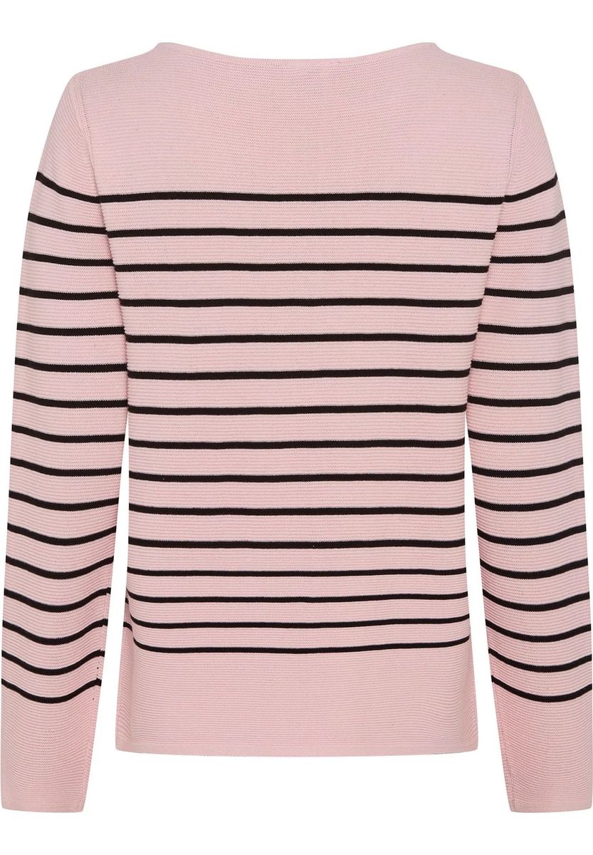 Gestreifter Langarmpullover mit U-Boot-Ausschnitt