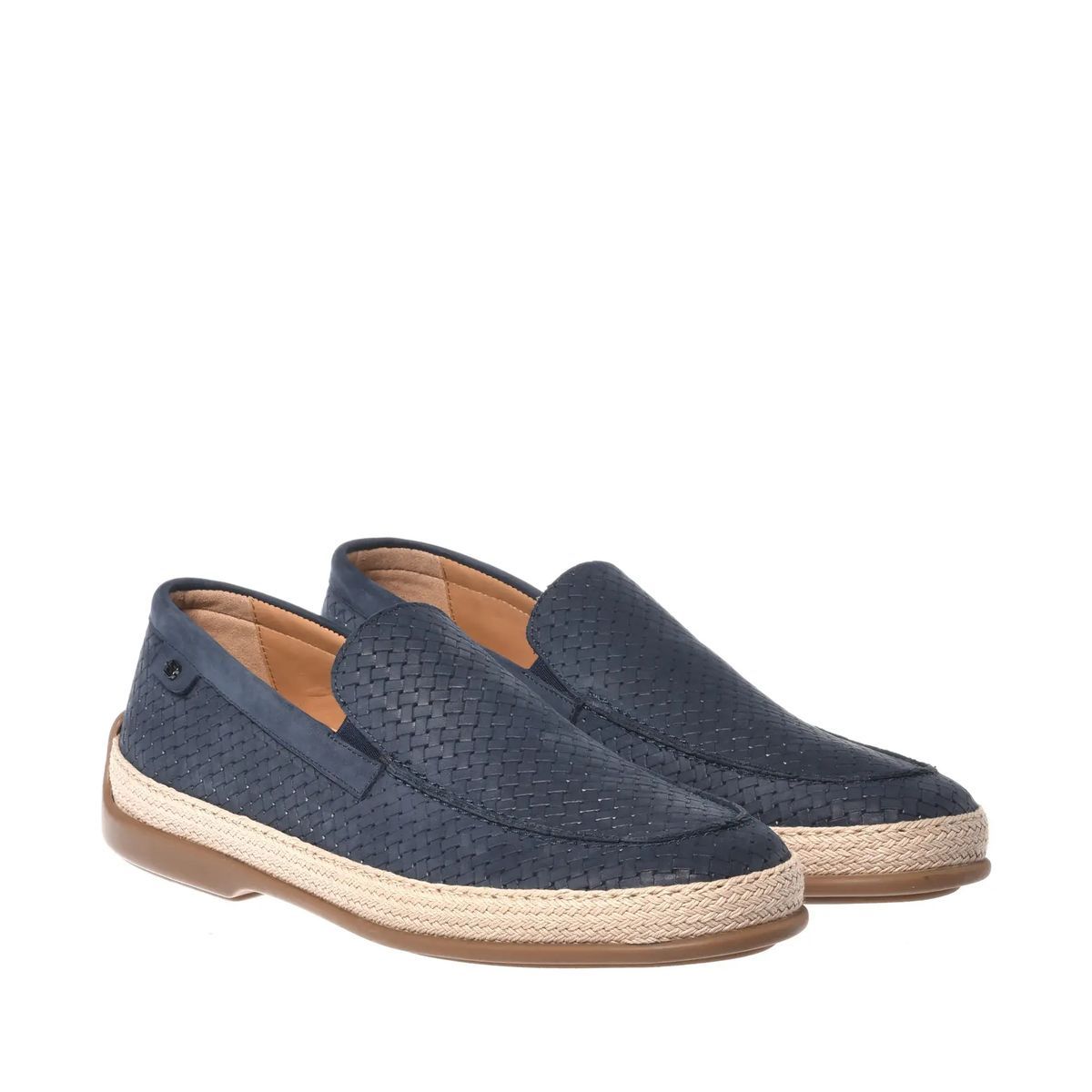 Gewebte Nubukleder Loafers Espadrille Sohle