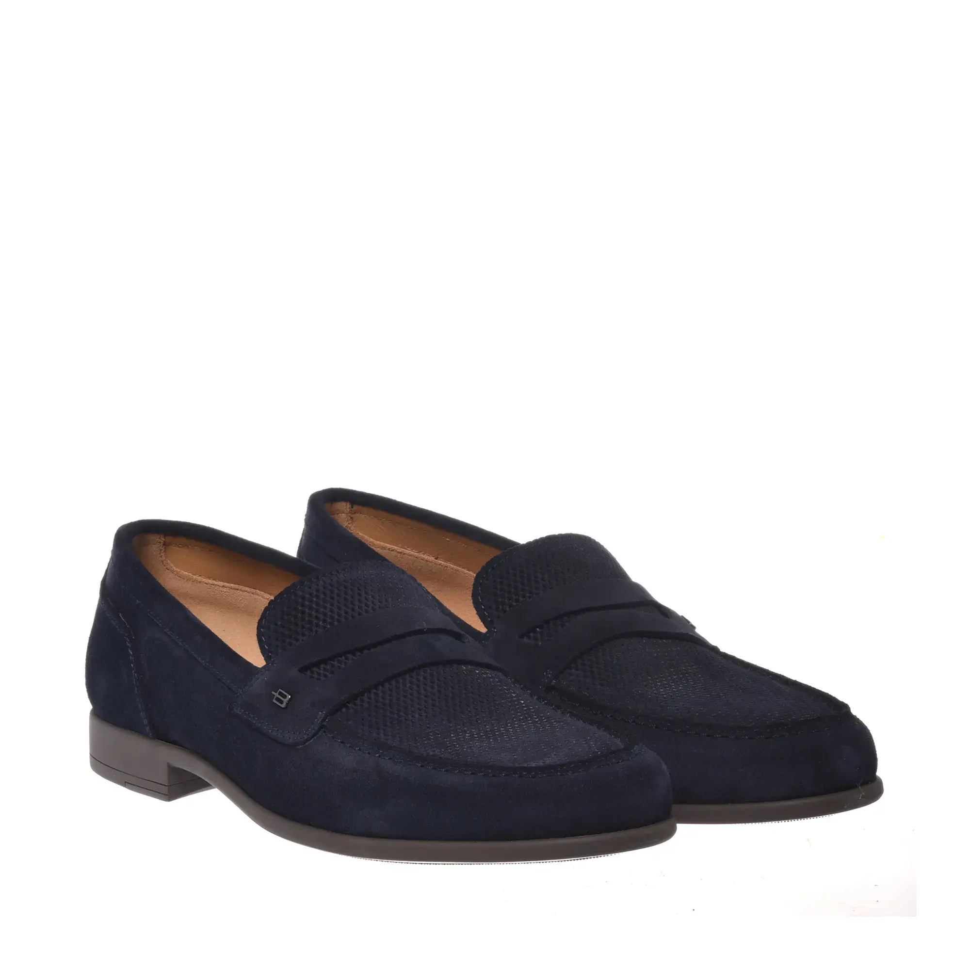 Blaue Penny Loafers aus Wildleder