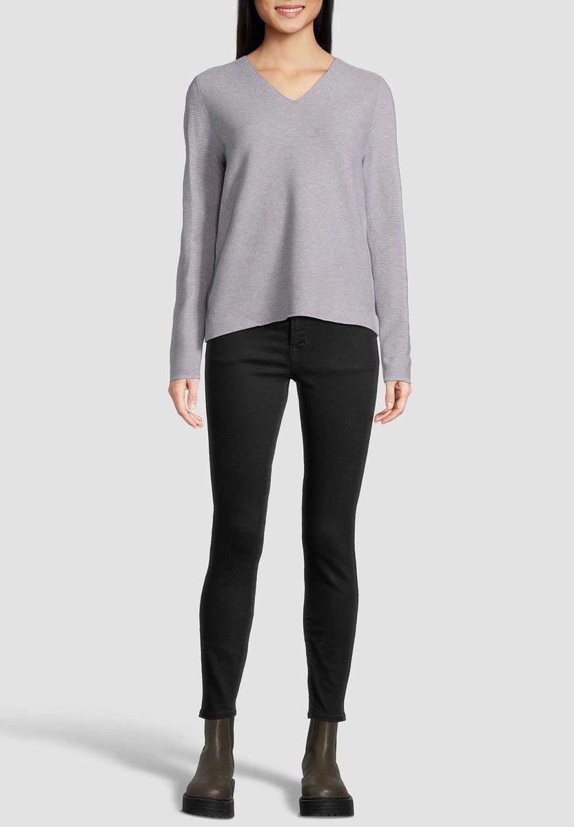 Klassischer V-Ausschnitt Baumwollmischung Pullover