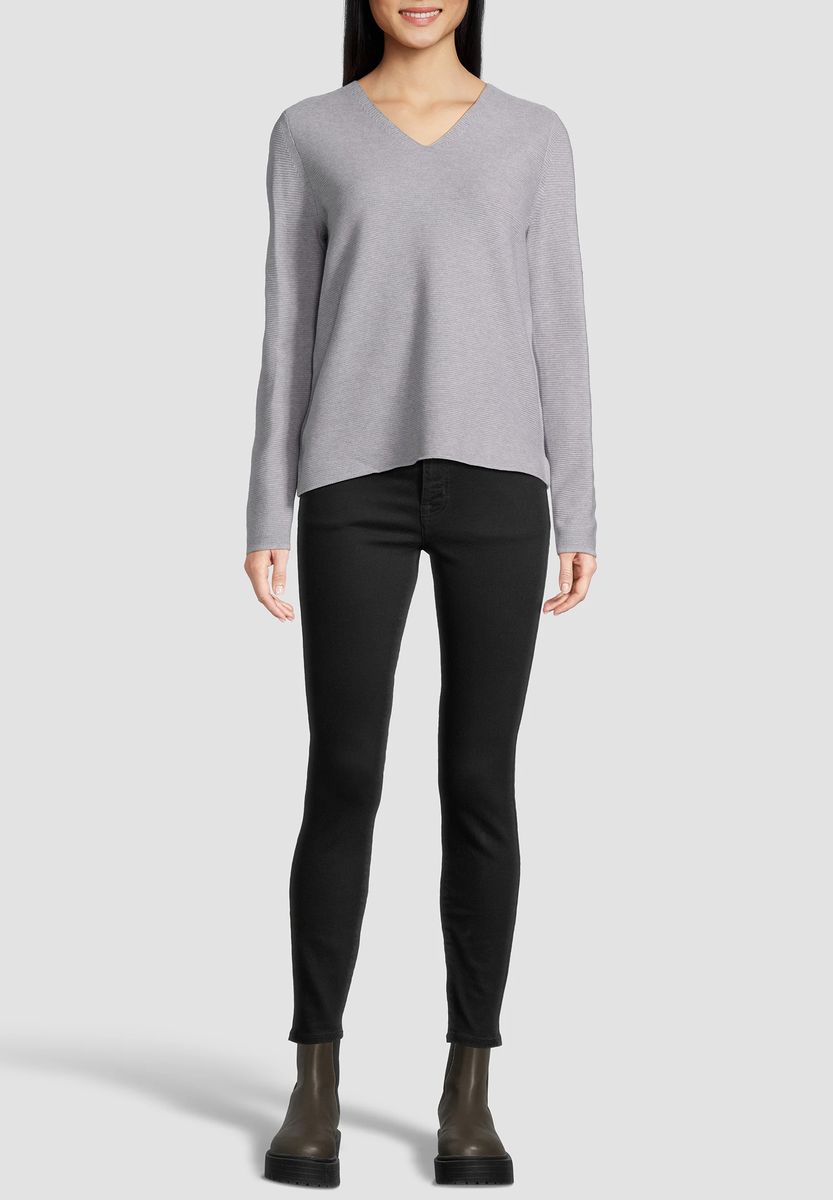 Klassischer V-Ausschnitt Baumwollmischung Pullover