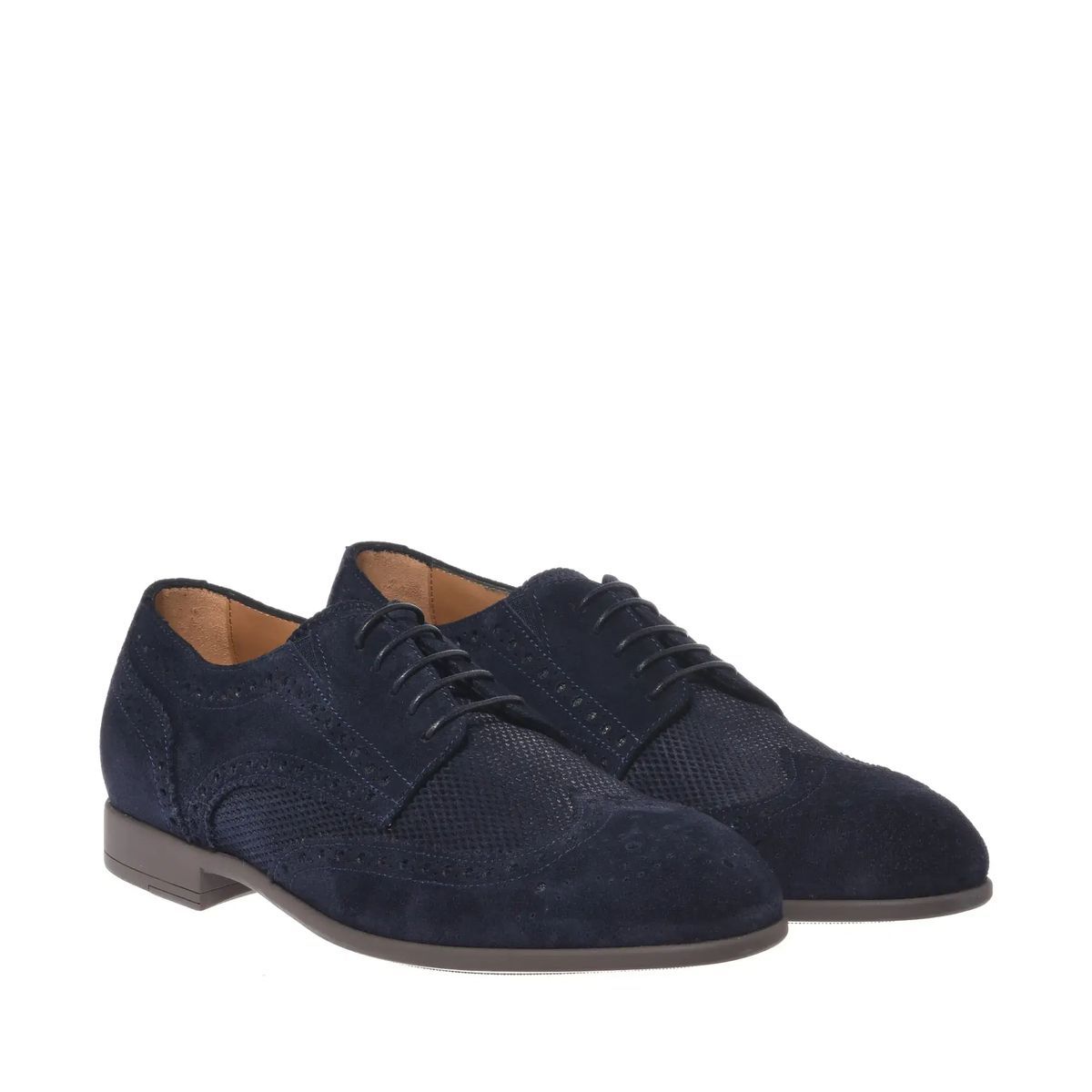 Blaue Wildleder Wingtip Oxford Schuhe
