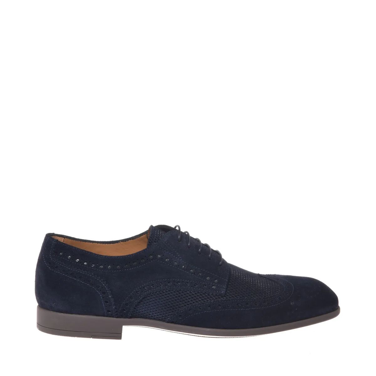 Blaue Wildleder Wingtip Oxford Schuhe