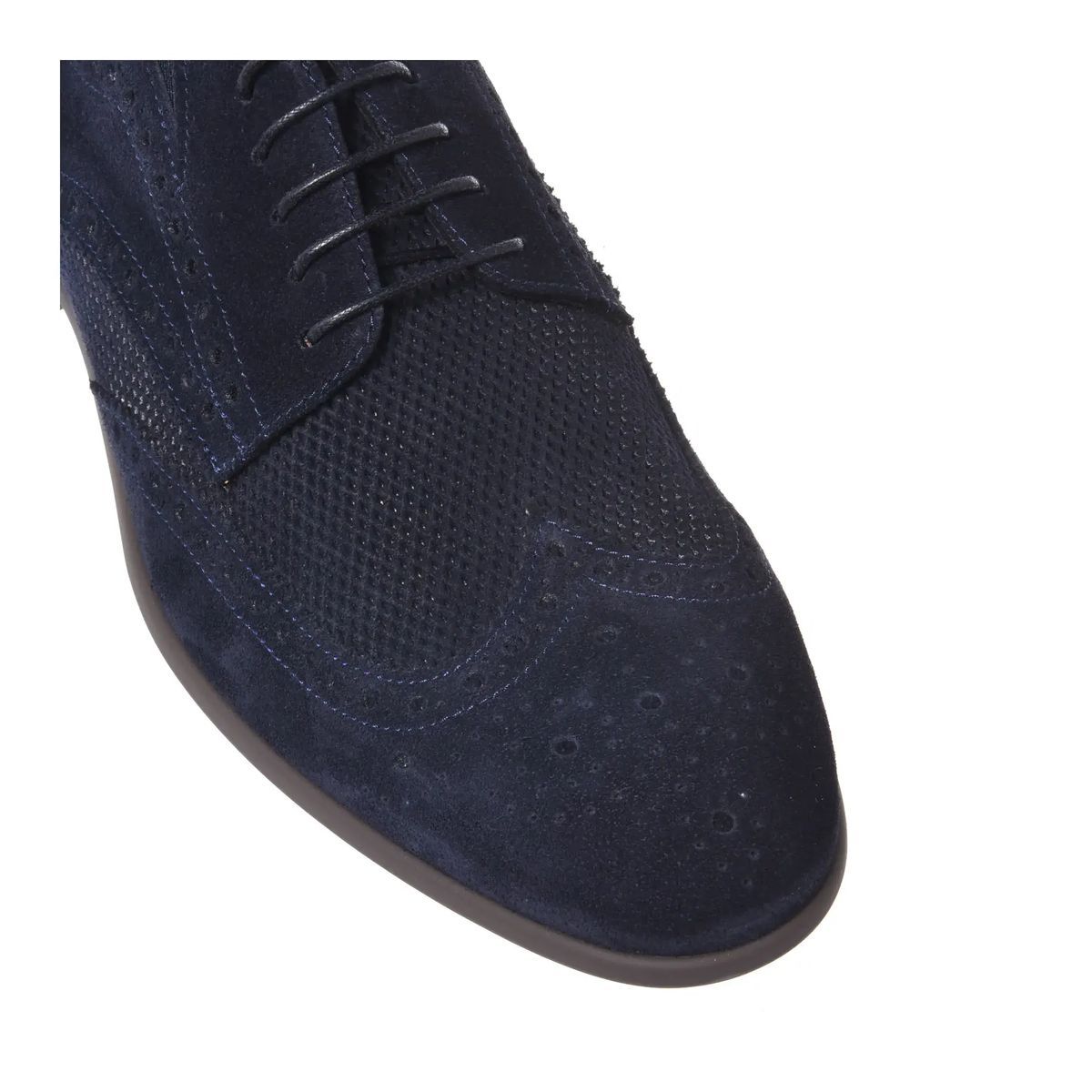 Blaue Wildleder Wingtip Oxford Schuhe