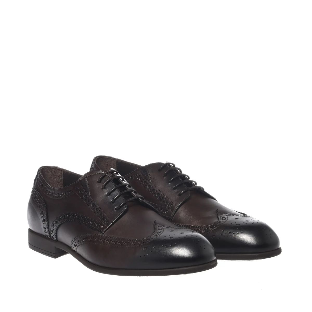 Braune Oxford-Schnürschuhe aus Leder mit Flügelkappe