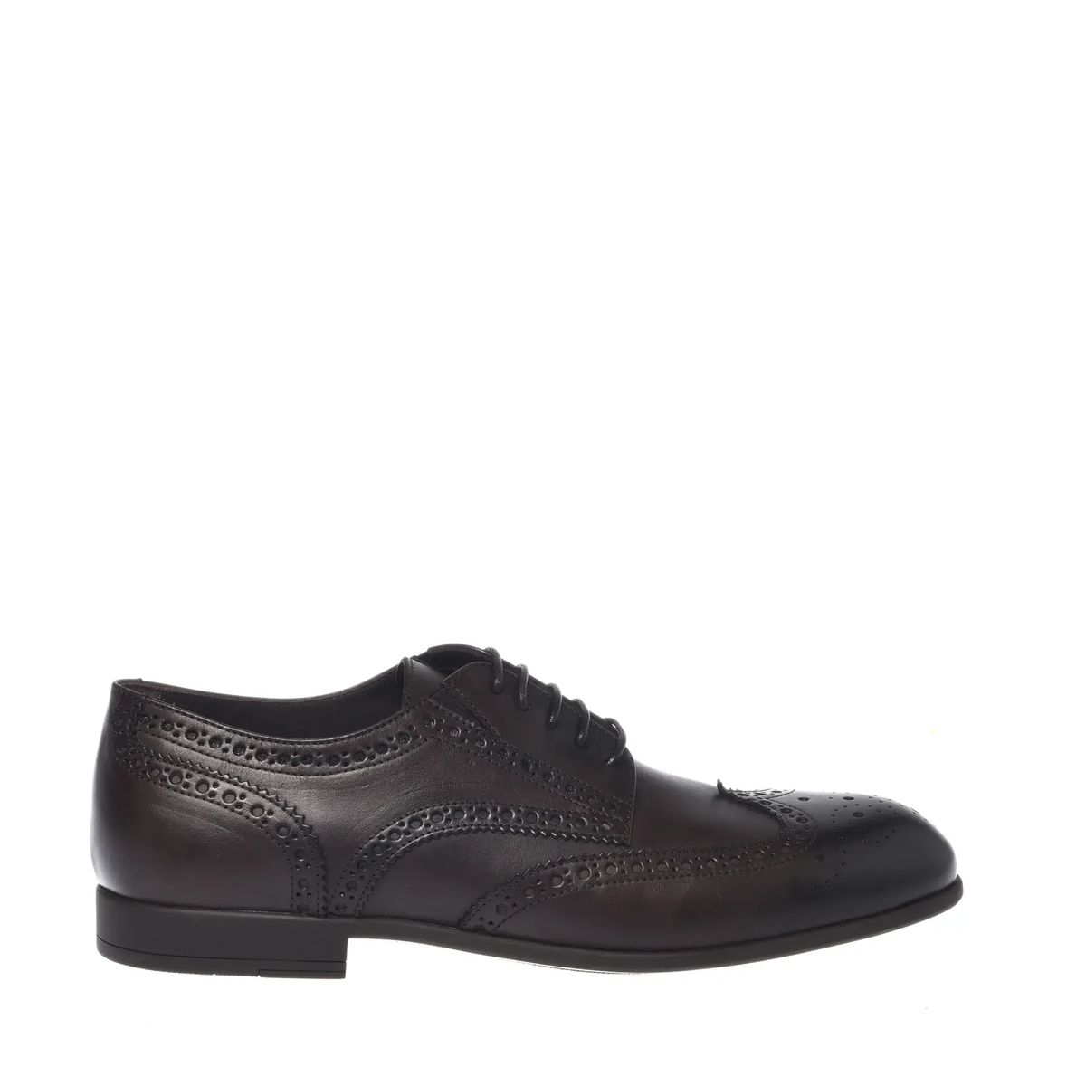Braune Oxford-Schnürschuhe aus Leder mit Flügelkappe