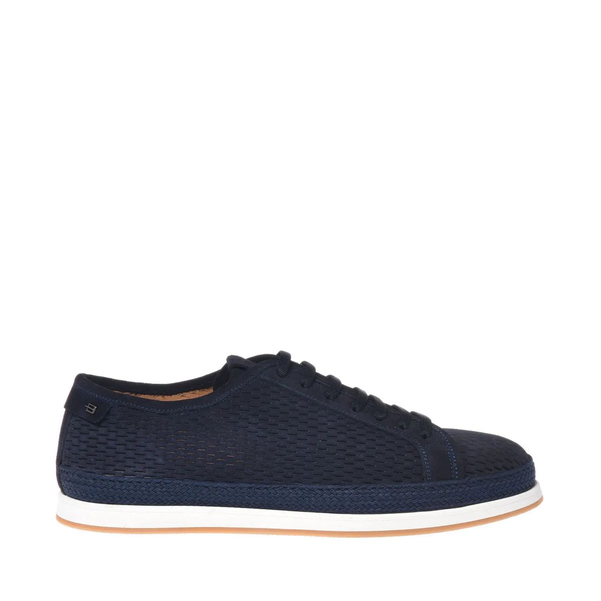 Marineblaue perforierte Wildleder-Espadrille-Sneakers