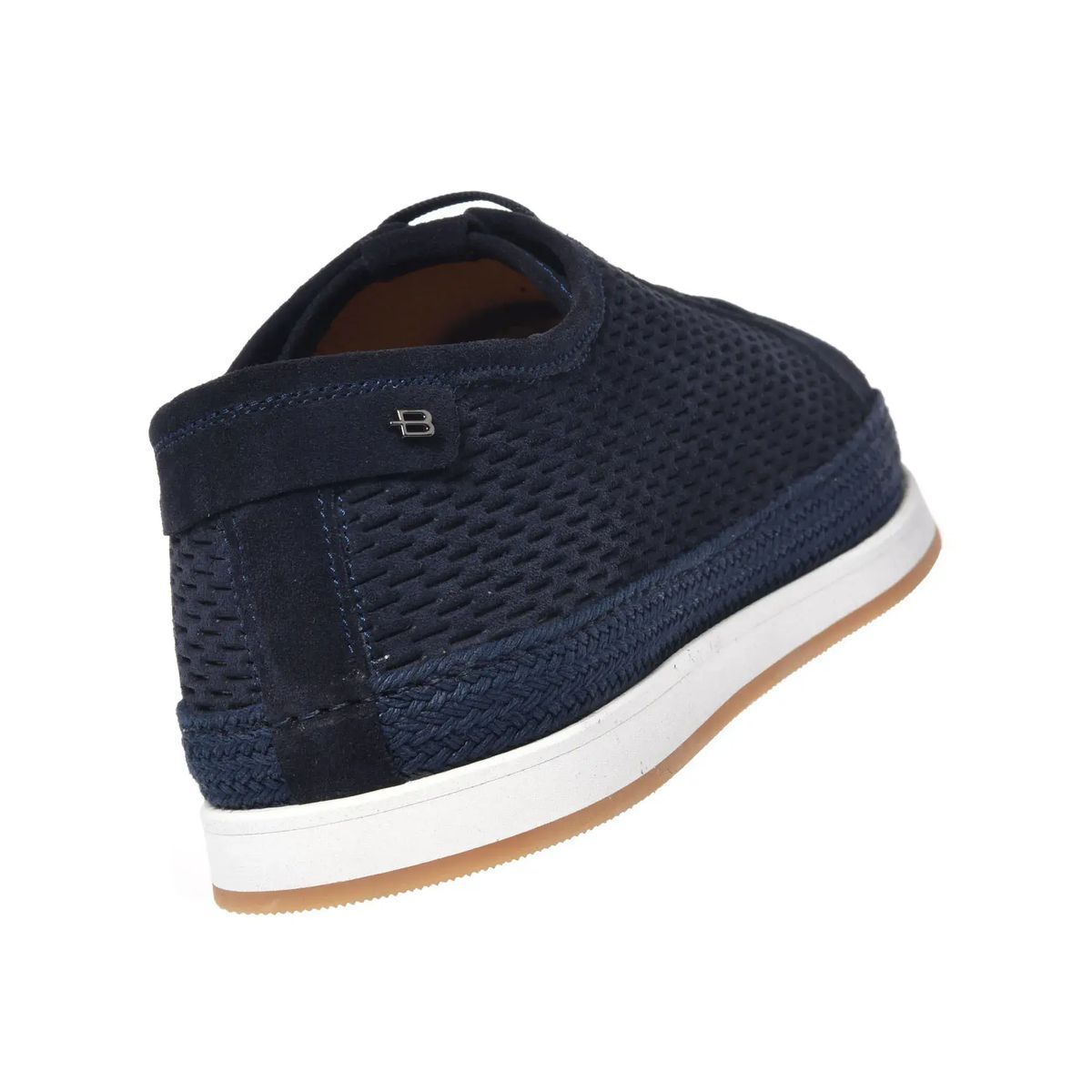 Marineblaue perforierte Wildleder-Espadrille-Sneakers