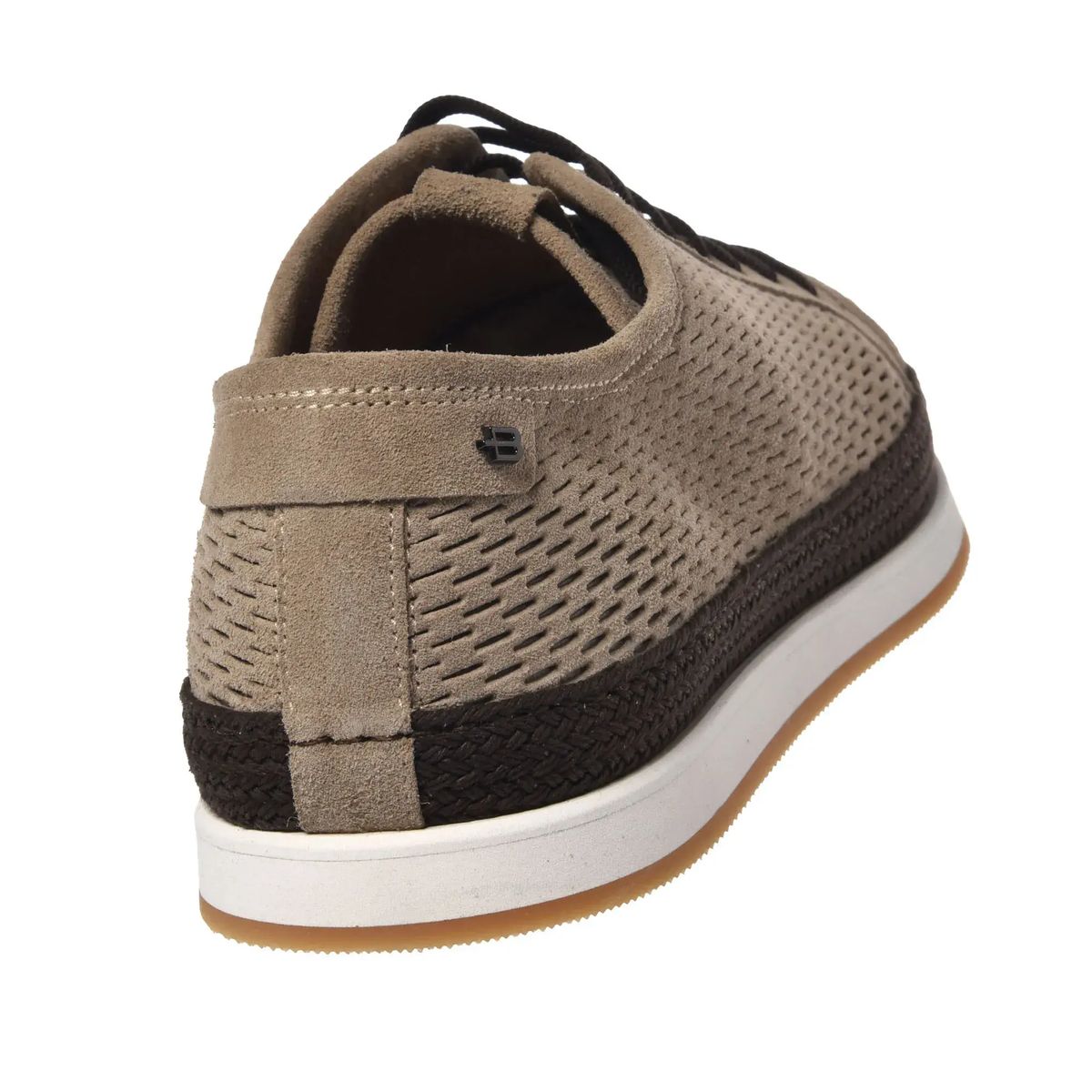 Beige Perforierte Wildleder Espadrille Sneaker