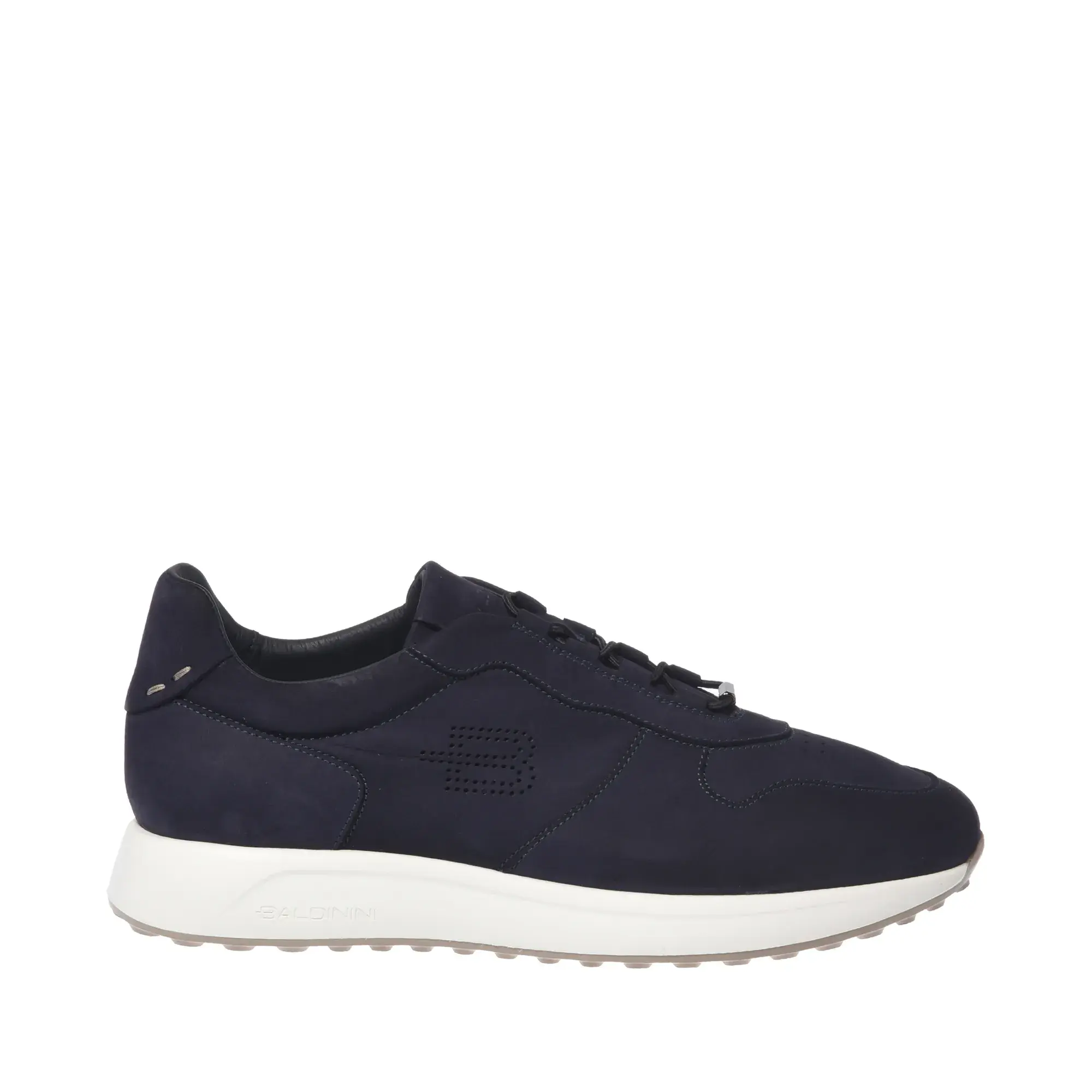 Marineblaue Nubukleder Low-Top Sneakers