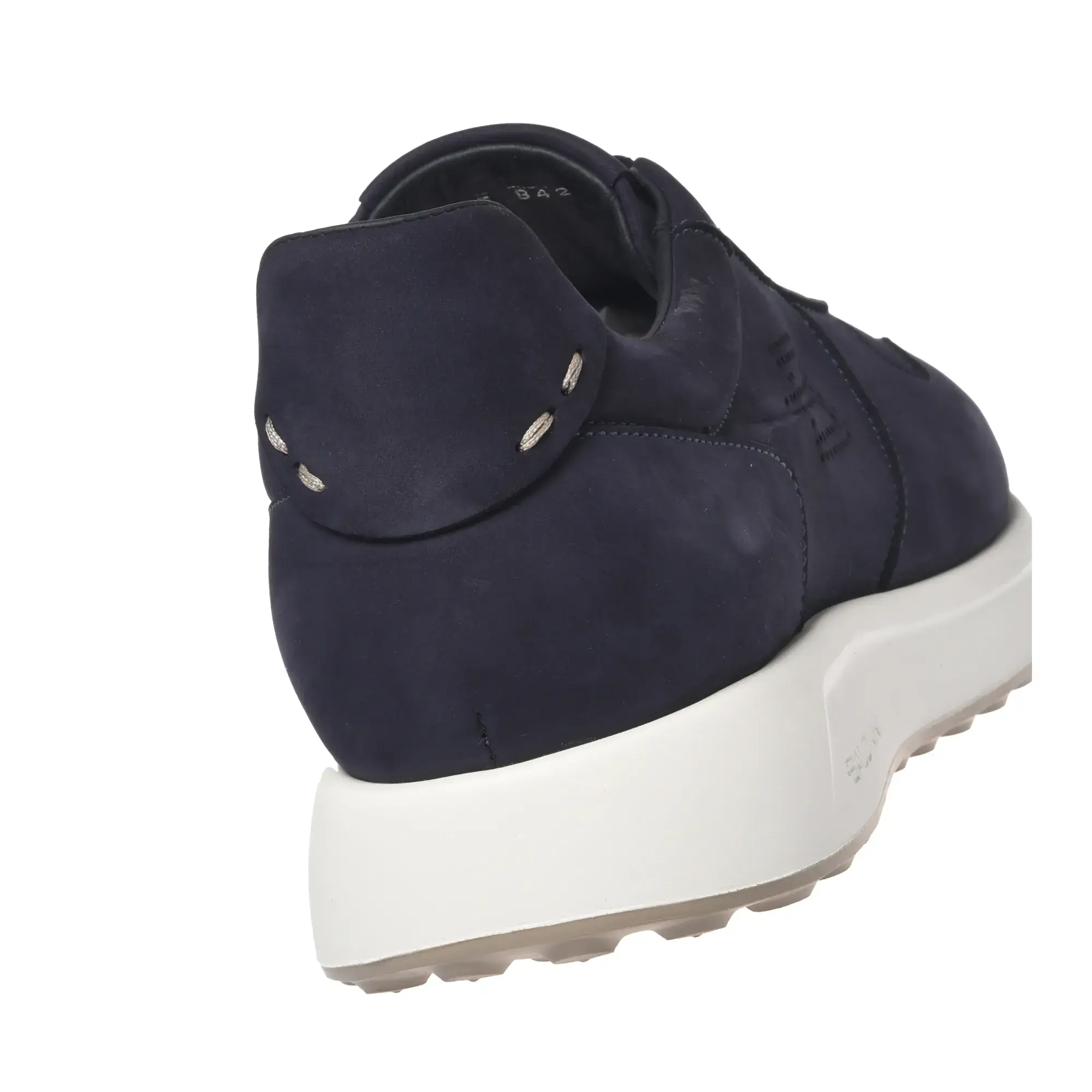 Marineblaue Nubukleder Low-Top Sneakers