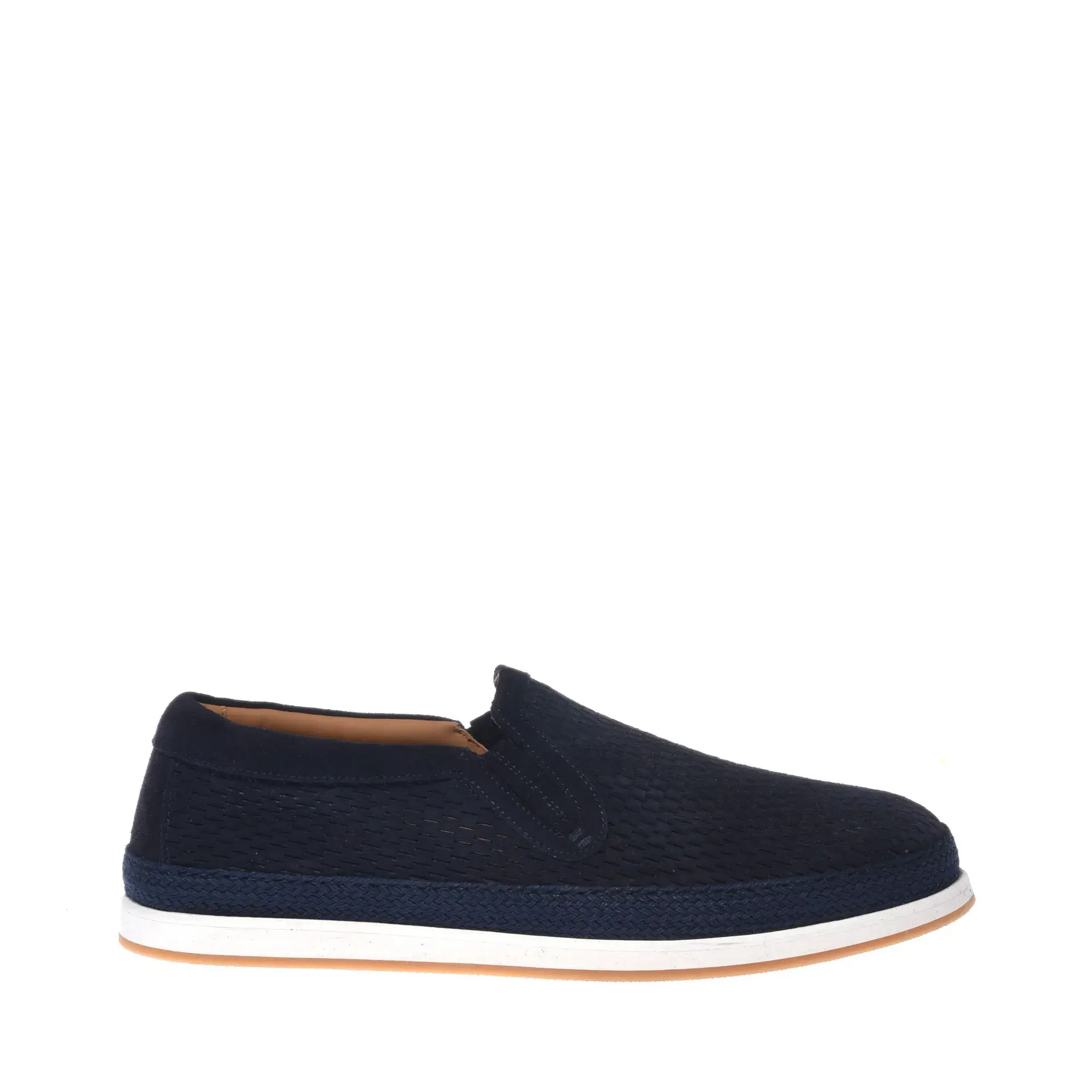 Marineblaue perforierte Wildleder-Slipper