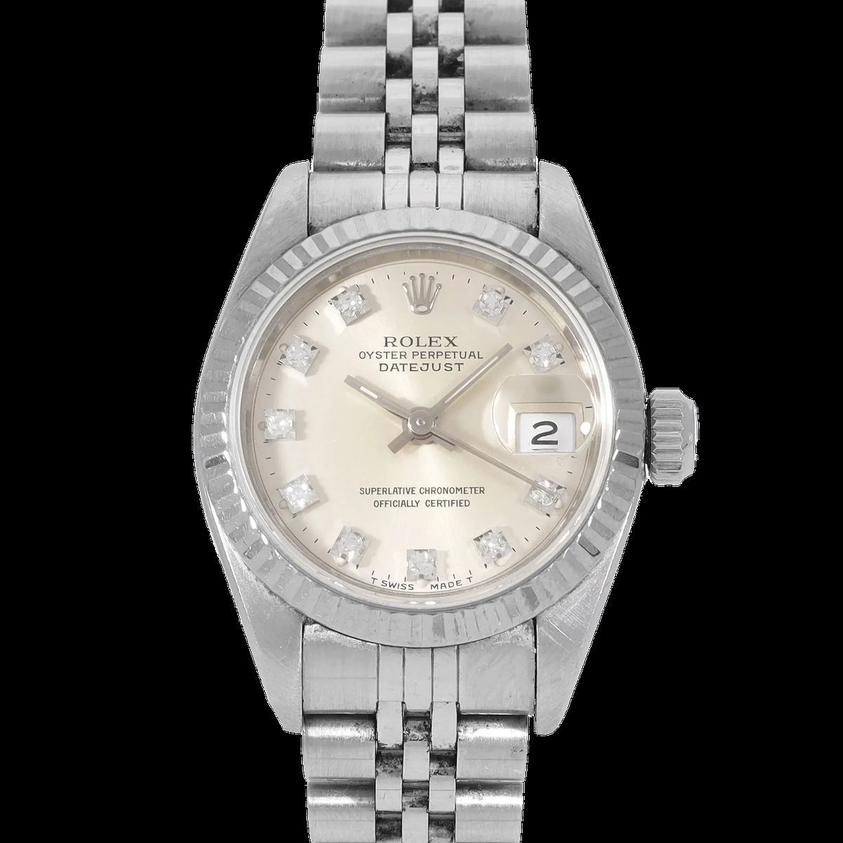 Silberne Rolex Datejust Damenuhr