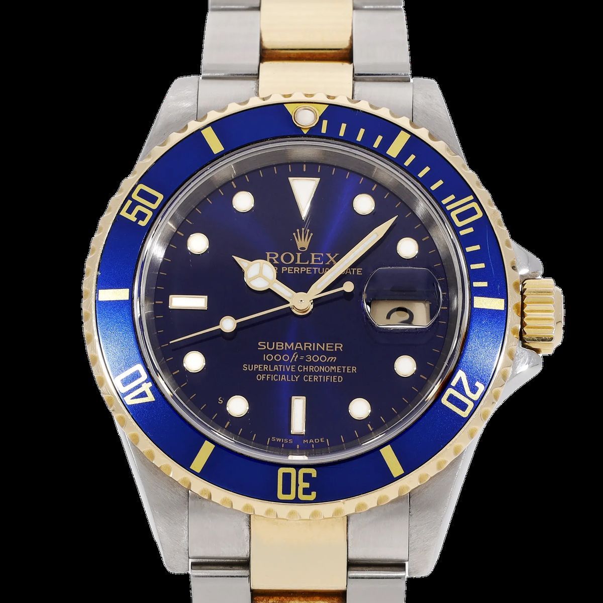 Zweifarbige Submariner Date Armbanduhr Blau