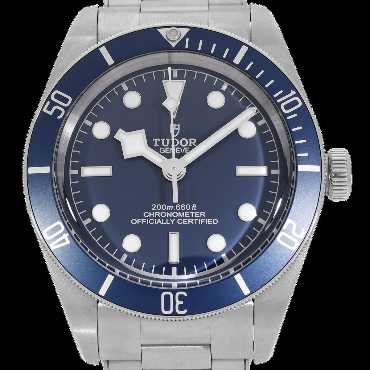 Blaue Zifferblatt Chronometer Uhr aus Edelstahl