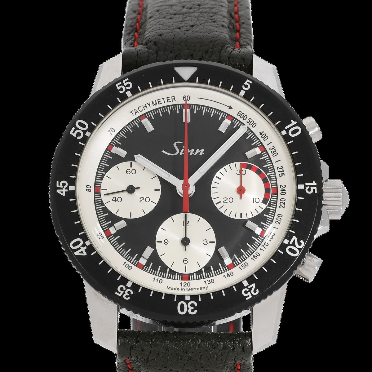 Schwarze Chronograph Tachymeter Edelstahluhr