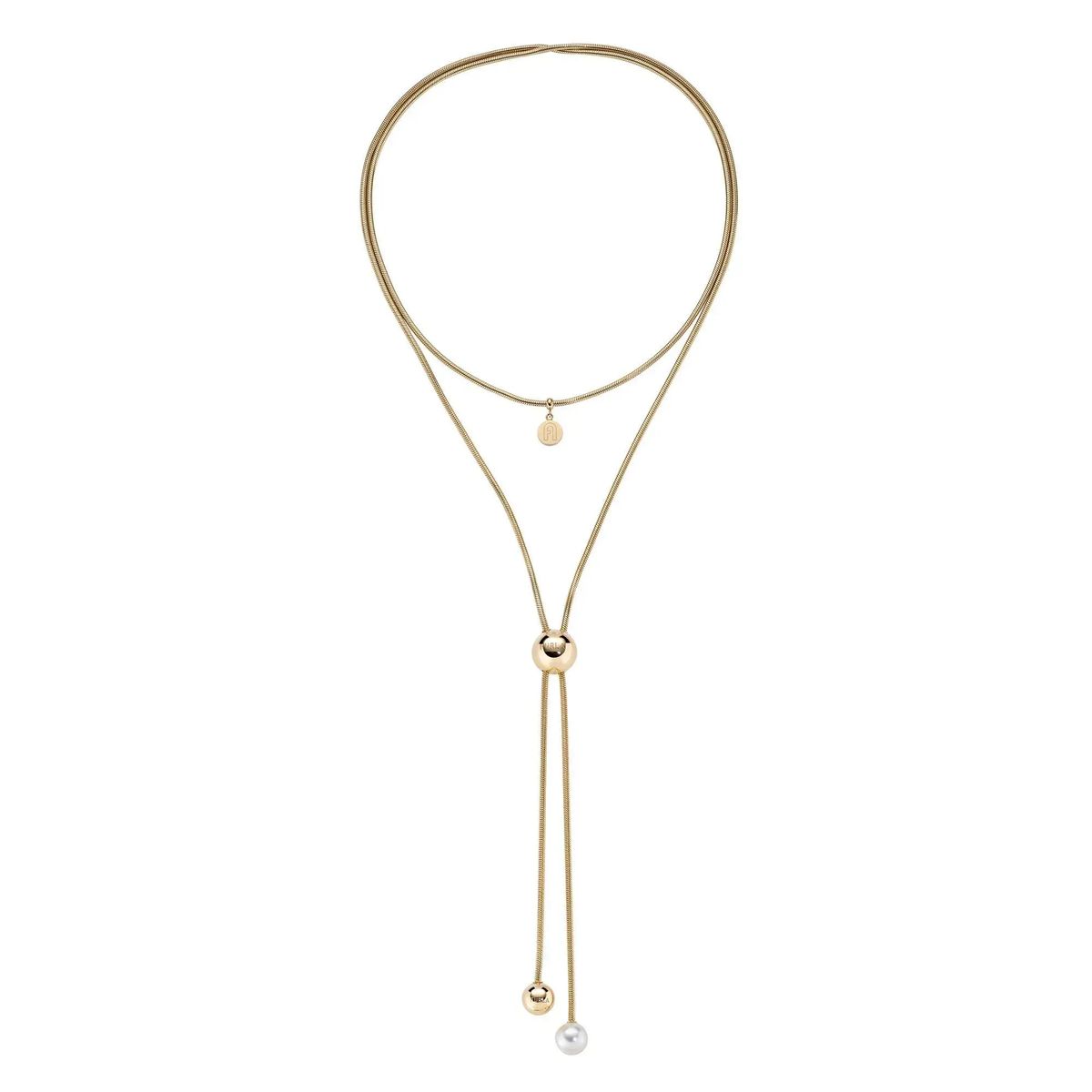 Elegante Y-Halskette mit goldfarbener Schlangenkette