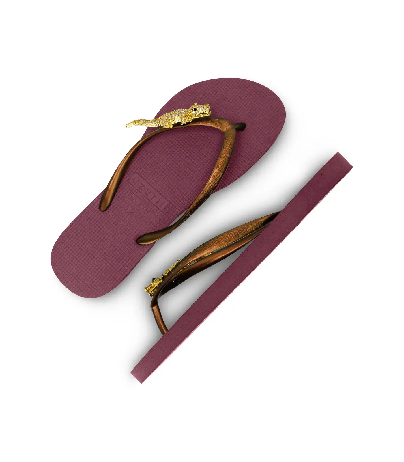Elegante Zehentrenner mit Krokodil-Verzierung