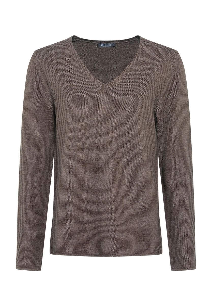Essential Langarmpullover mit V-Ausschnitt