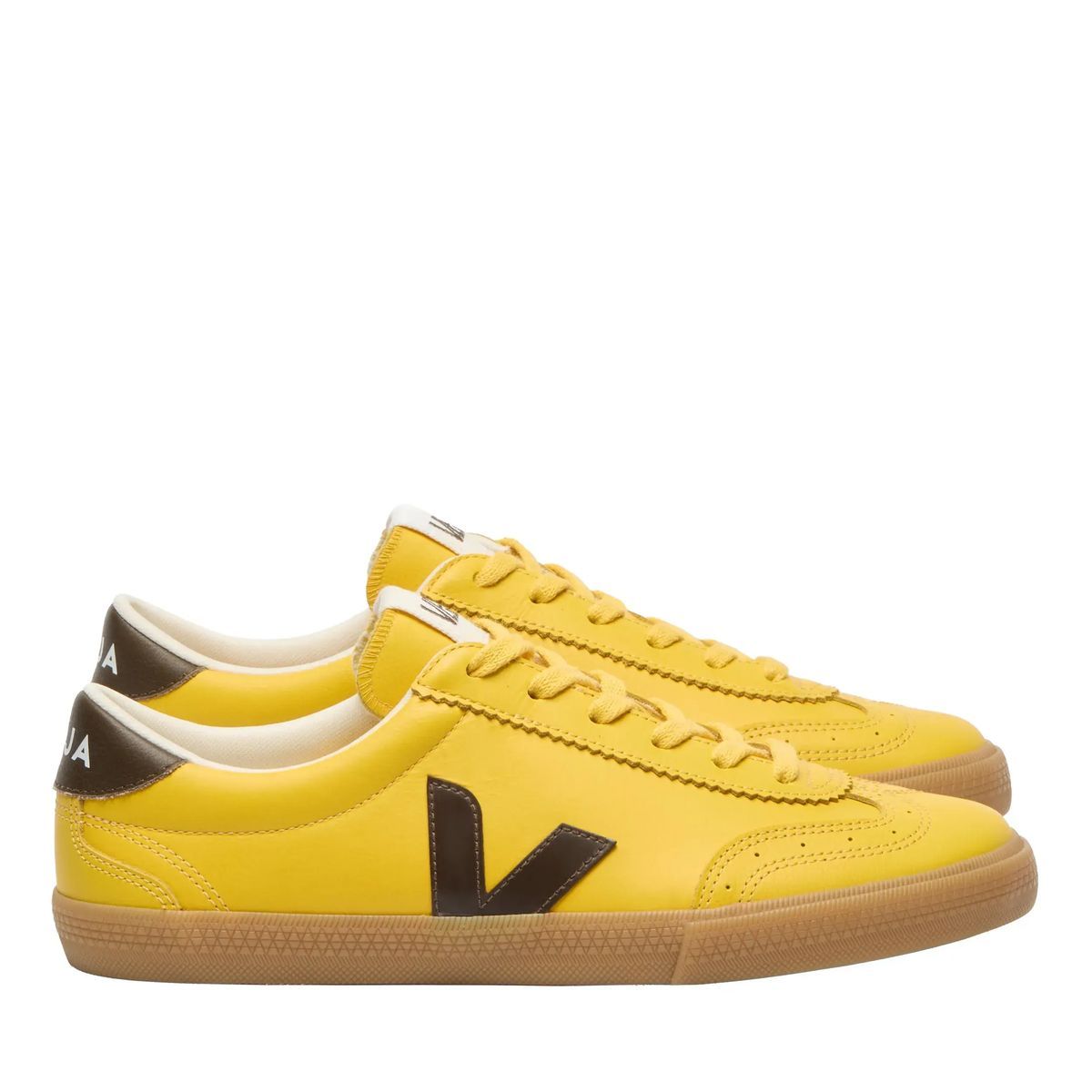 Gelbe Leder Low-Top Sneakers